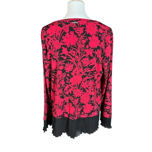 Michael Kors Women's Red And Black Floral Raspberry Tunic Top XL - Picture 3 of 11